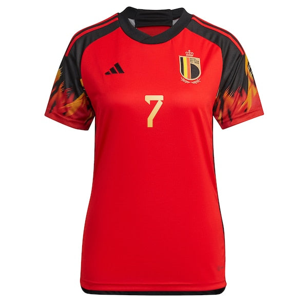 Kevin De Bruyne Belgium National Team adidas Women's 2022/23 Home Replica Jersey - Red - Image 2