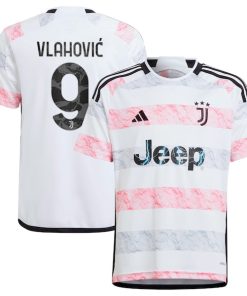 Du?an Vlahovi? Juventus adidas Youth 2023/24 Away Replica Jersey - White