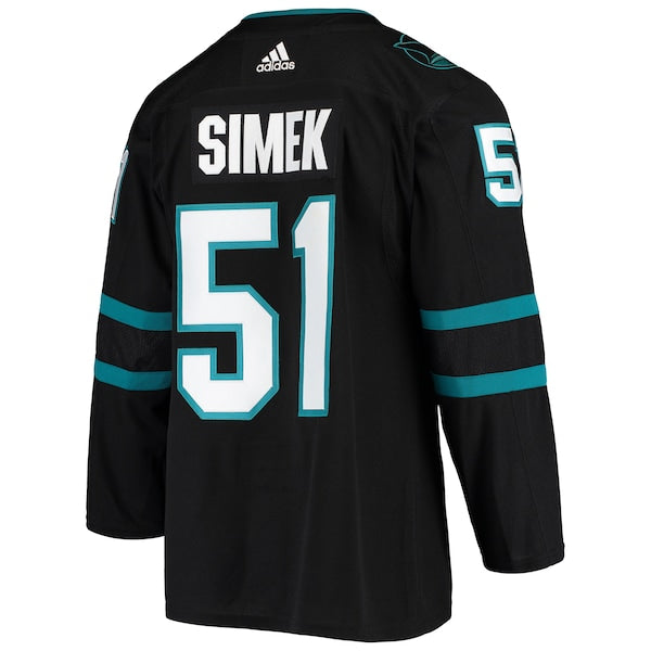 Radim Simek San Jose Sharks adidas Alternate Authentic Jersey - Black - Image 3