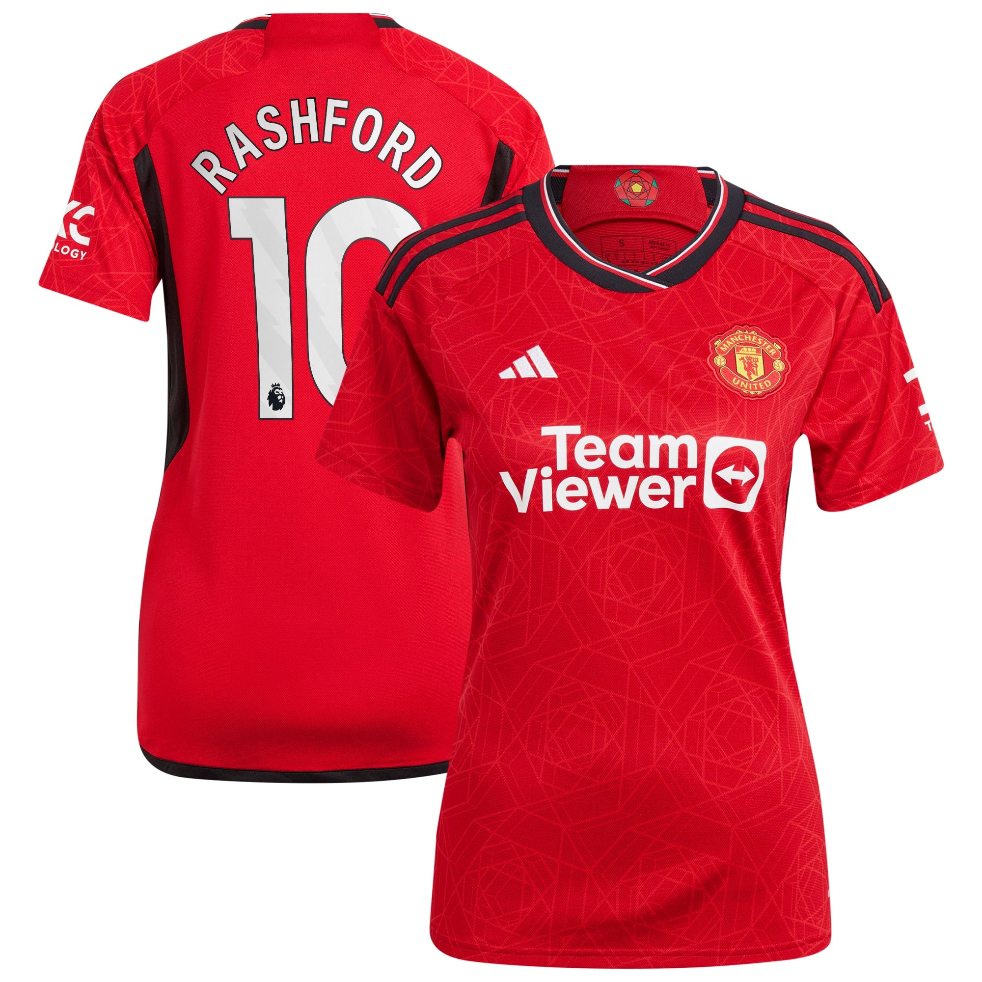 Marcus Rashford Manchester United adidas Women's 2023/24 Away Replica Player Jersey - Green/Red - Image 5