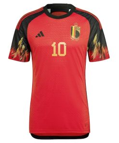 Alternative view of Eden Hazard Belgium National Team adidas 2022/23 Home Authentic Jersey - Red