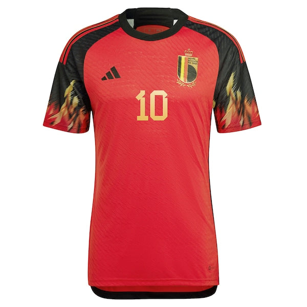 Eden Hazard Belgium National Team adidas 2022/23 Home Authentic Jersey - Red - Image 2