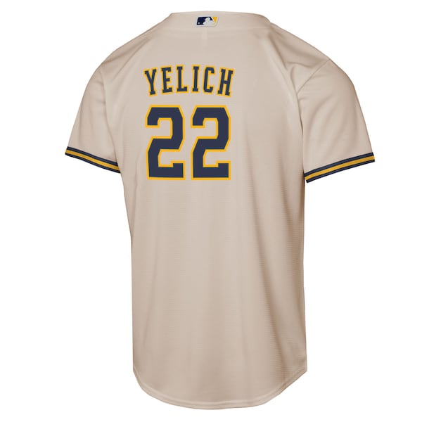 Christian Yelich Milwaukee Brewers Nike Youth Home Replica Player Jersey - Cream - Image 3