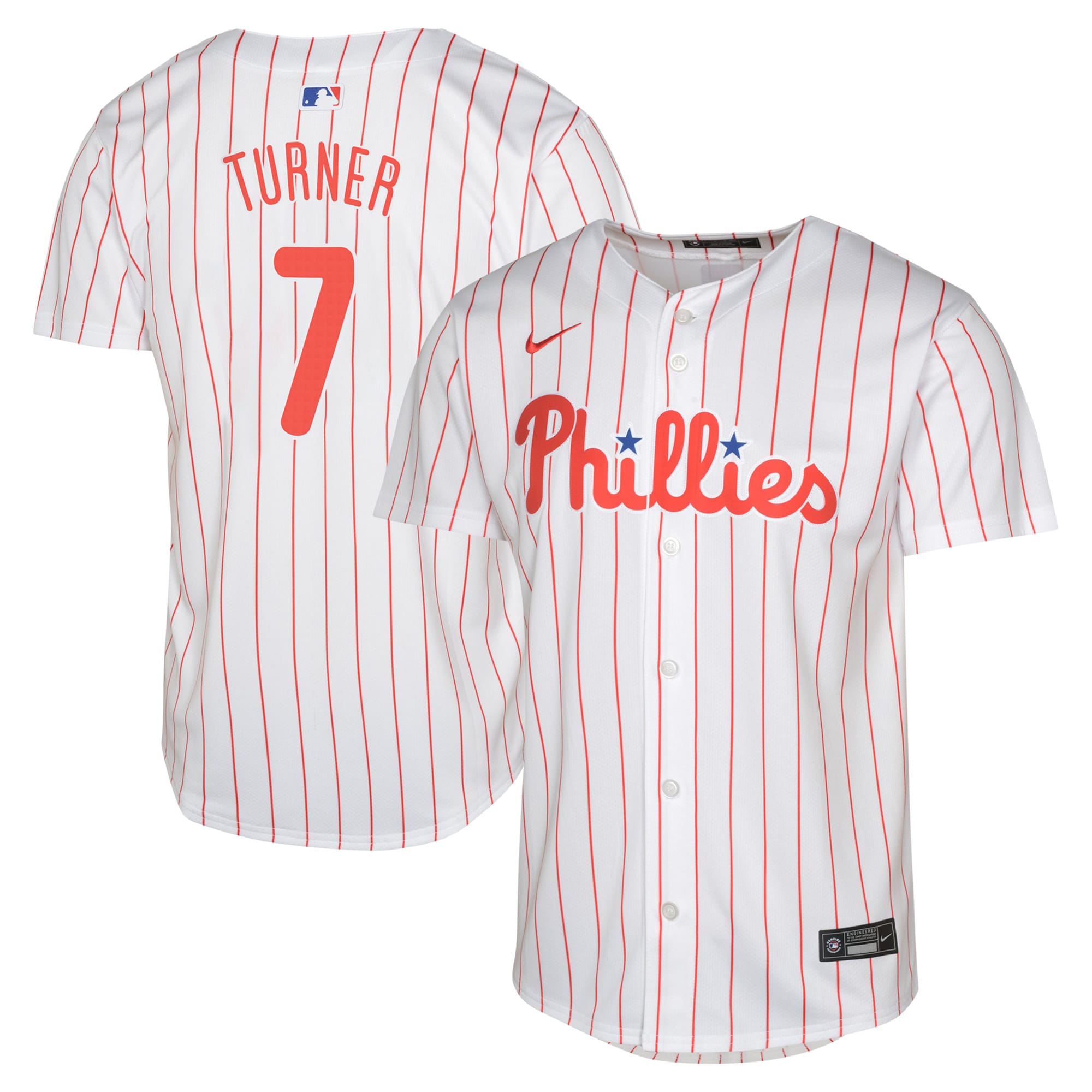 Trea Turner Philadelphia Phillies Nike Youth Alternate Limited Player Jersey - Light Blue/White - Image 6