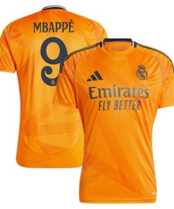 Alternative view of Kylian Mbapp¨¦ Los Merengues adidas 2024/25 Away Replica Player Jersey - Orange