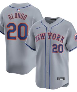 Alternative view of Pete Alonso New York Mets Nike Away Limited Player Jersey - Gray/White