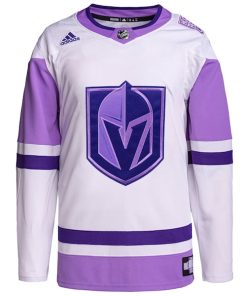 Alternative view of Vegas Golden Knights adidas Hockey Fights Cancer Primegreen Authentic Custom Jersey - White/Purple