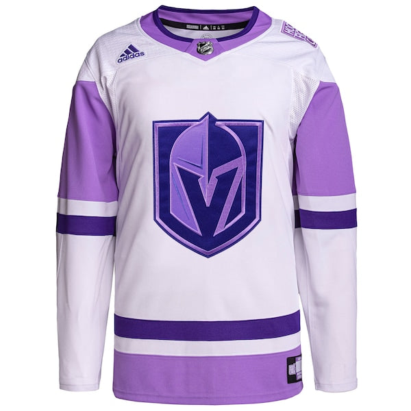 Vegas Golden Knights adidas Hockey Fights Cancer Primegreen Authentic Custom Jersey - White/Purple - Image 2