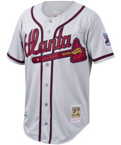 Alternative view of Chipper Jones Atlanta Braves Cooperstown Collection Authentic Jersey - Gray