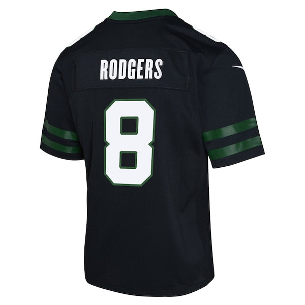 Aaron Rodgers New York Jets Nike Youth Alternate Game Jersey - Legacy Black/Green/White - Image 4