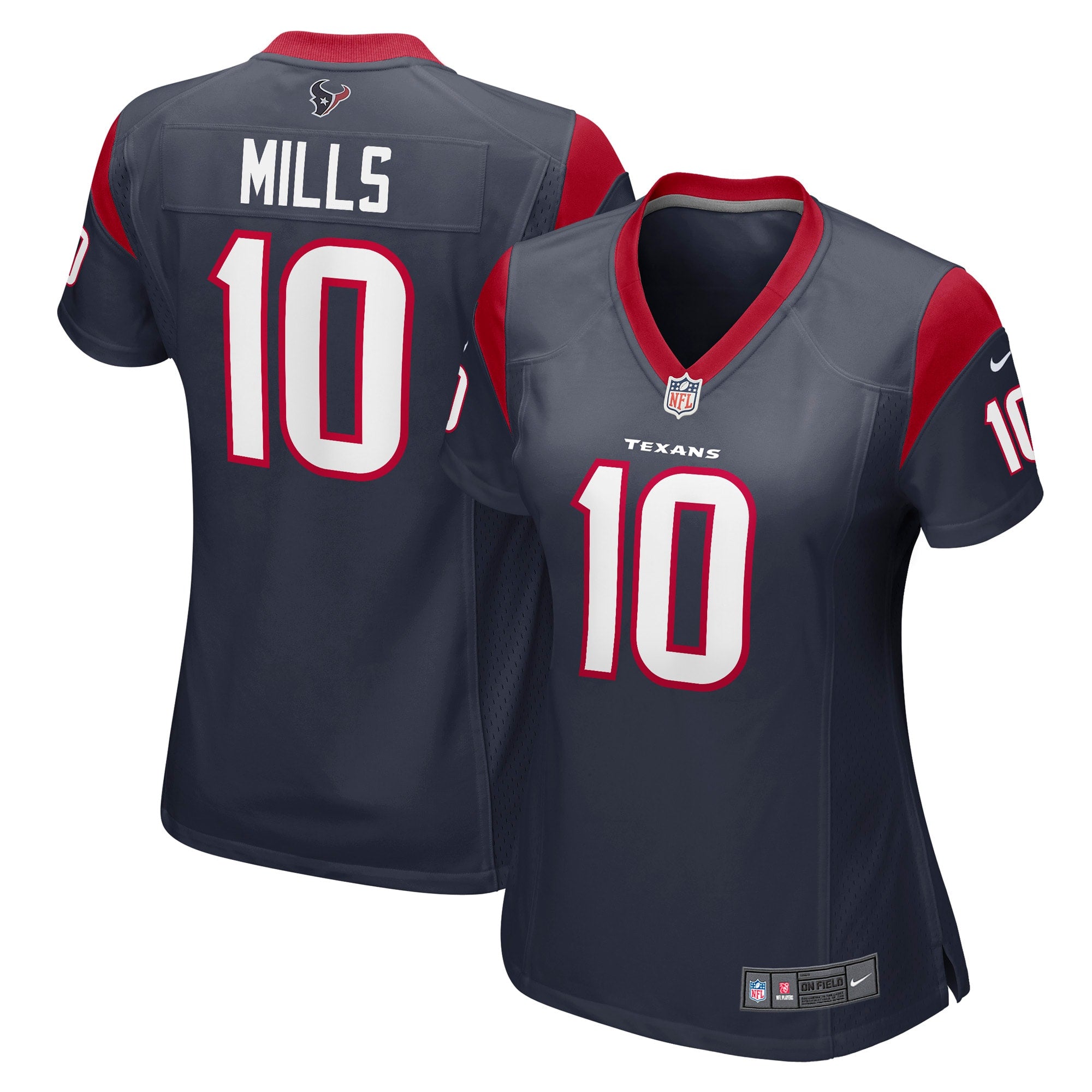 Davis Mills Houston Texans Nike Women's Game Player Jersey - White/Navy - Image 5