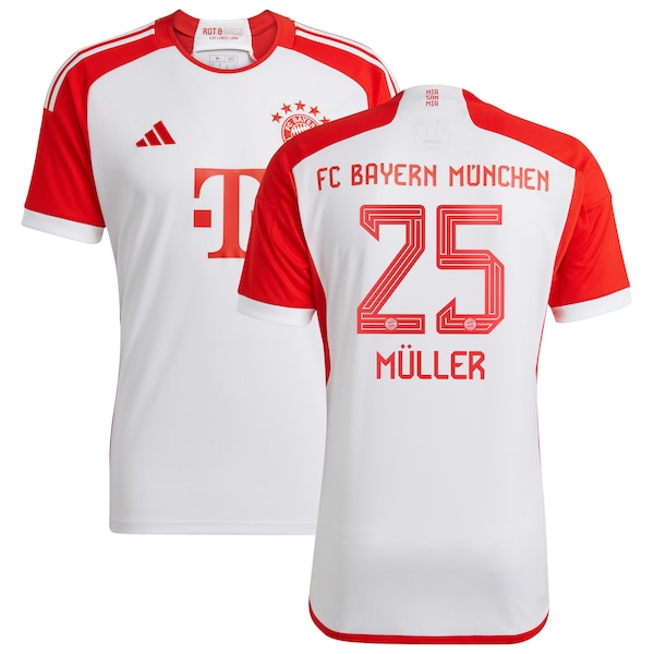 Thomas M¨¹ller Bayern Munich adidas 2023/24 Home Replica Jersey - White/Green - Image 2