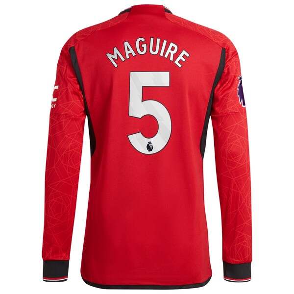 Harry Maguire Manchester United adidas 2023/24 Home Authentic Long Sleeve Player Jersey - Red - Image 3