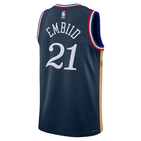 Joel Embiid Philadelphia 76ers Nike Unisex 2025/26 Swingman Jersey - Navy - City Edition - Image 3