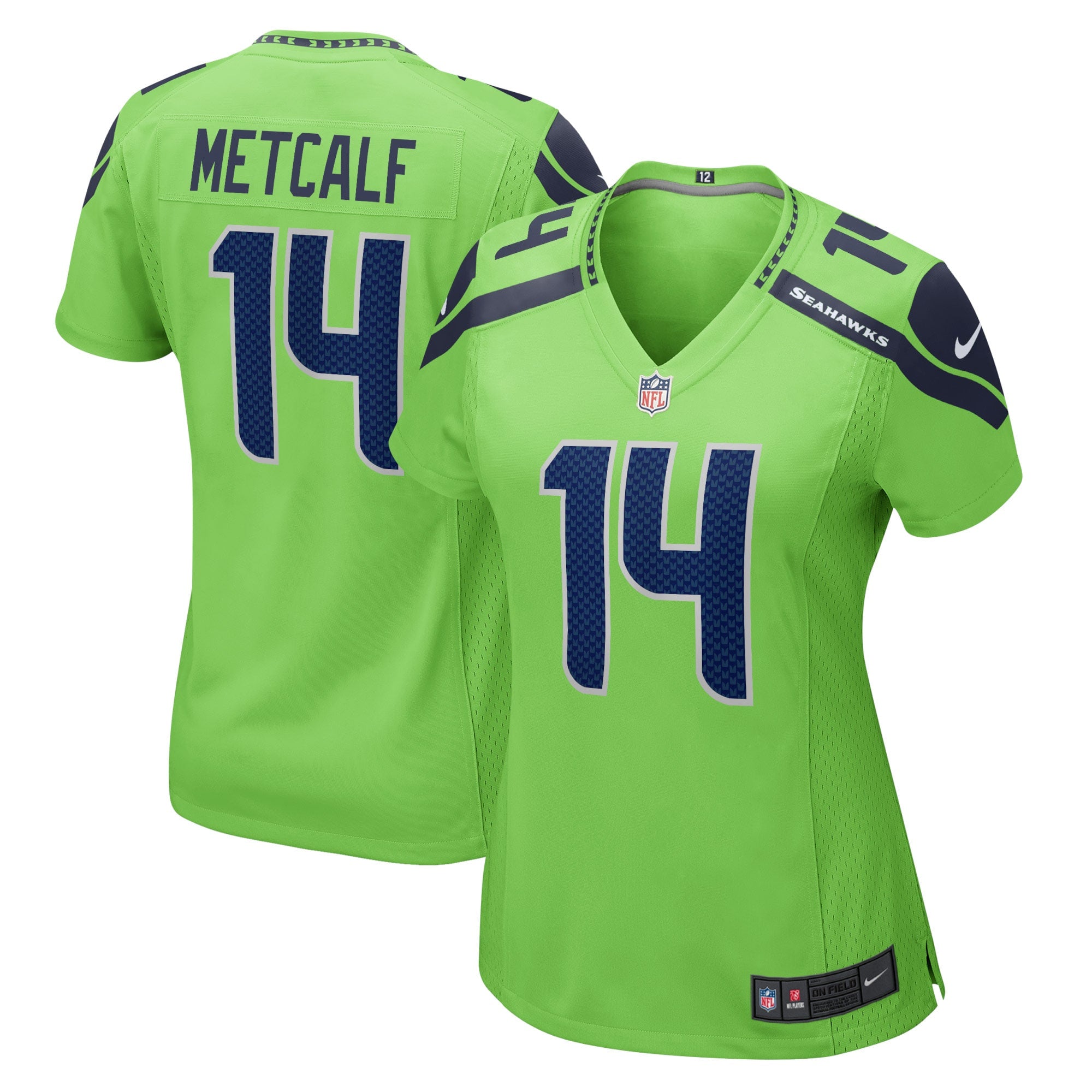 DK Metcalf Seattle Seahawks Nike Women's Game Player Jersey - College Navy/Neon Green - Image 6