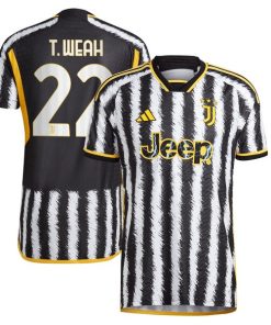 Alternative view of Timothy Weah Juventus adidas 2023/24 Home Authentic Player Jersey - Black/White