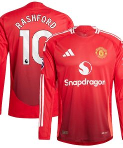 Marcus Rashford Manchester United 2024/25 Home Authentic Long Sleeve Player Jersey - Red