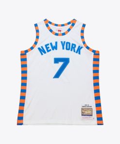 Alternative view of Carmelo Anthony New York Knicks  2015-16 Hardwood Classics Authentic Jersey - White/Blue