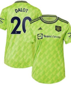 Diogo Dalot Manchester United adidas Women's 2022/23 Third Replica Player Jersey - Neon Green