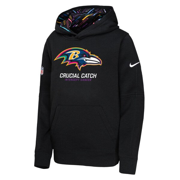 Baltimore Ravens Nike Youth 2024 NFL Crucial Catch Pullover Hoodie - Black - Image 2
