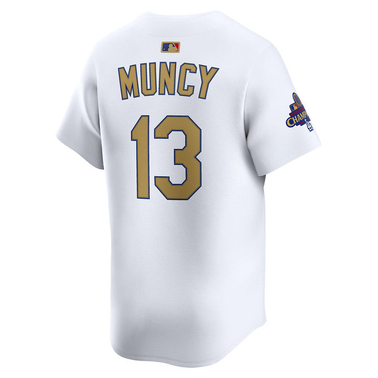 Max Muncy Los Angeles Dodgers Nike 2025 Gold World Series Champions Limited Jersey - White - Image 3
