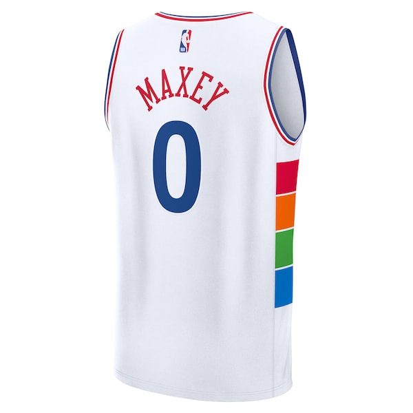 Tyrese Maxey Philadelphia 76ers Youth 2024/25 Fast Break Player Jersey - City Edition - White - Image 3