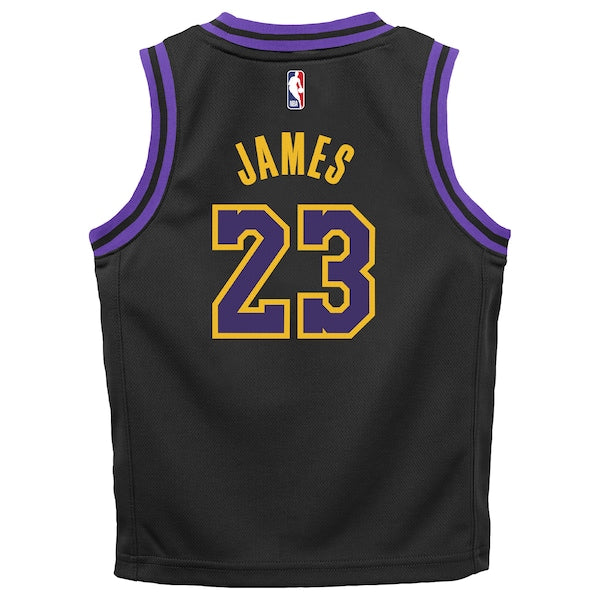 LeBron James Los Angeles Lakers Nike Preschool 2023/24 Swingman Replica Jersey - City Edition - Black - Image 3