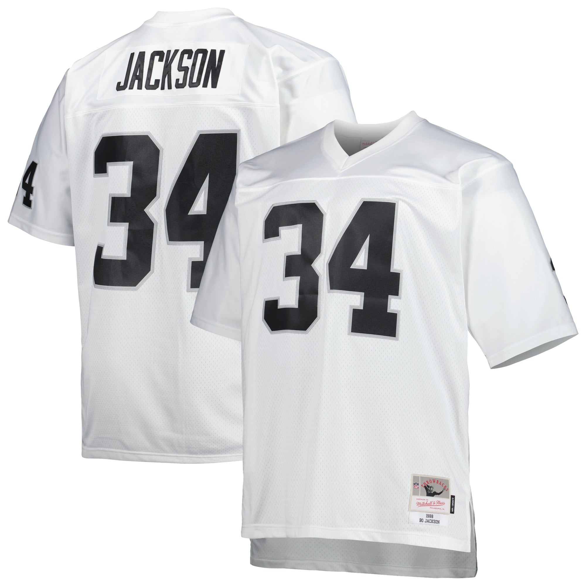Bo Jackson Las Vegas Raiders Big & Tall 1988 Retired Player Replica Jersey - Black/White - Image 6
