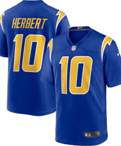 Alternative view of Justin Herbert Los Angeles Chargers Nike 2nd Alternate Game Jersey - Royal/Navy/White