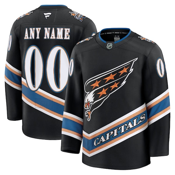 Washington Capitals Alternate 50th Anniversary Premium Custom Jersey - Black/Red/White - Image 2