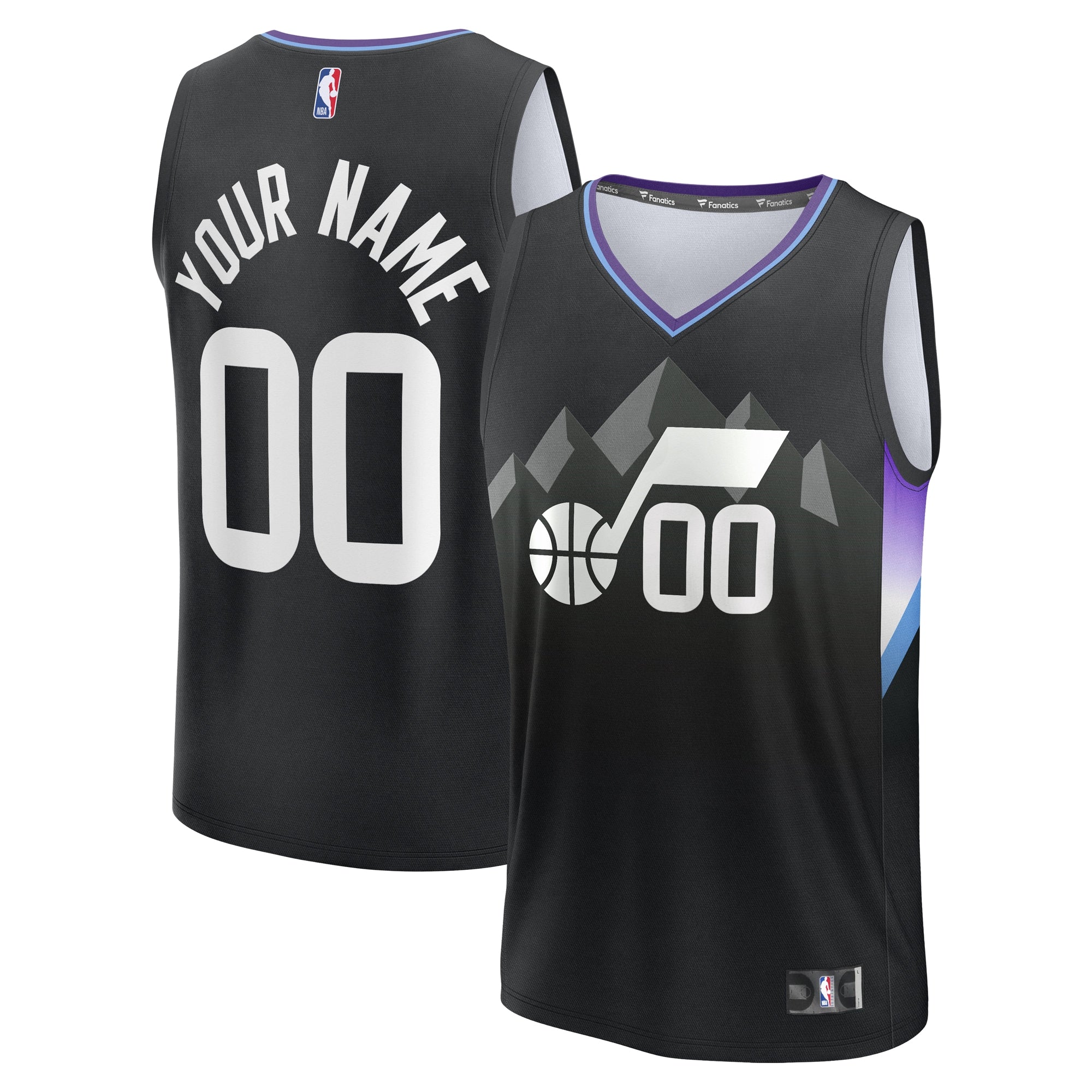 Utah Jazz Youth Fast Break Replica Custom Jersey - Association Edition/Black/Purple - Image 5