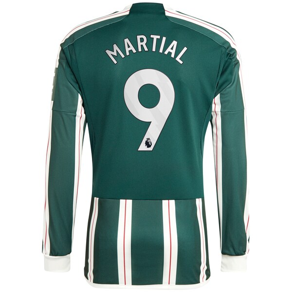 Anthony Martial Manchester United adidas 2023/24 Away Long Sleeve Replica Player Jersey - Green/Red - Image 4