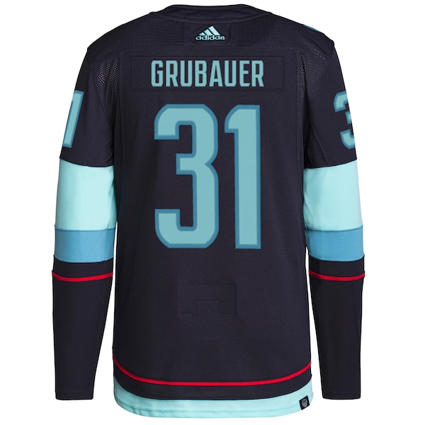 Philipp Grubauer Seattle Kraken adidas Home Authentic Primegreen Player Jersey - Navy - Image 3