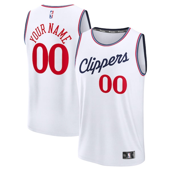 LA Clippers Fast Break Custom Jersey - Association Edition - White/Navy/Red - Image 2
