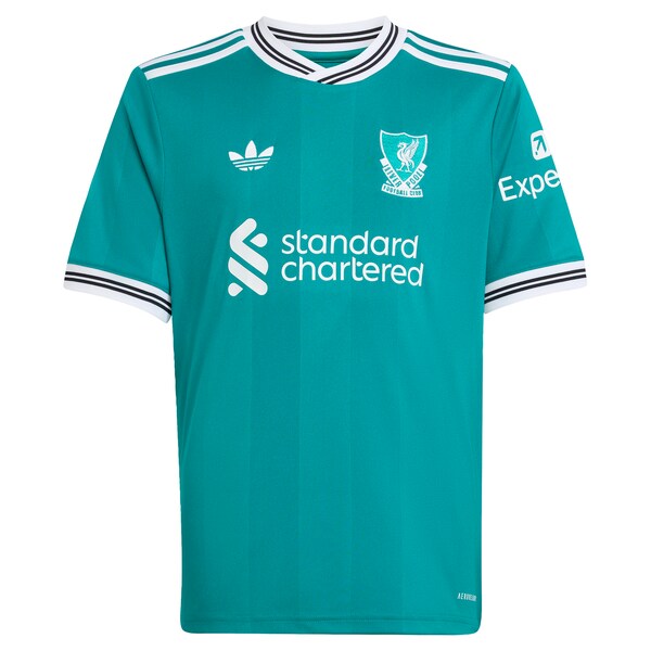 Alexander Isak Liverpool adidas Youth 2025/26 Third Replica Player Jersey - Green/Red - Image 3