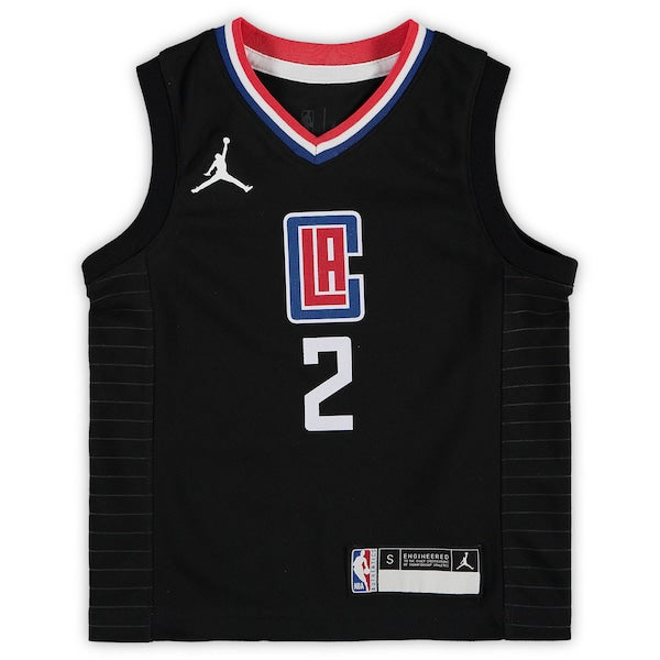 Kawhi Leonard LA Clippers Jordan Brand Preschool 2020/21 Fast Break Replica Jersey - Statement Edition - Black - Image 2