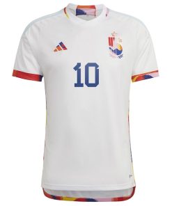Alternative view of Eden Hazard Belgium National Team adidas 2022/23 Away Replica Jersey - White