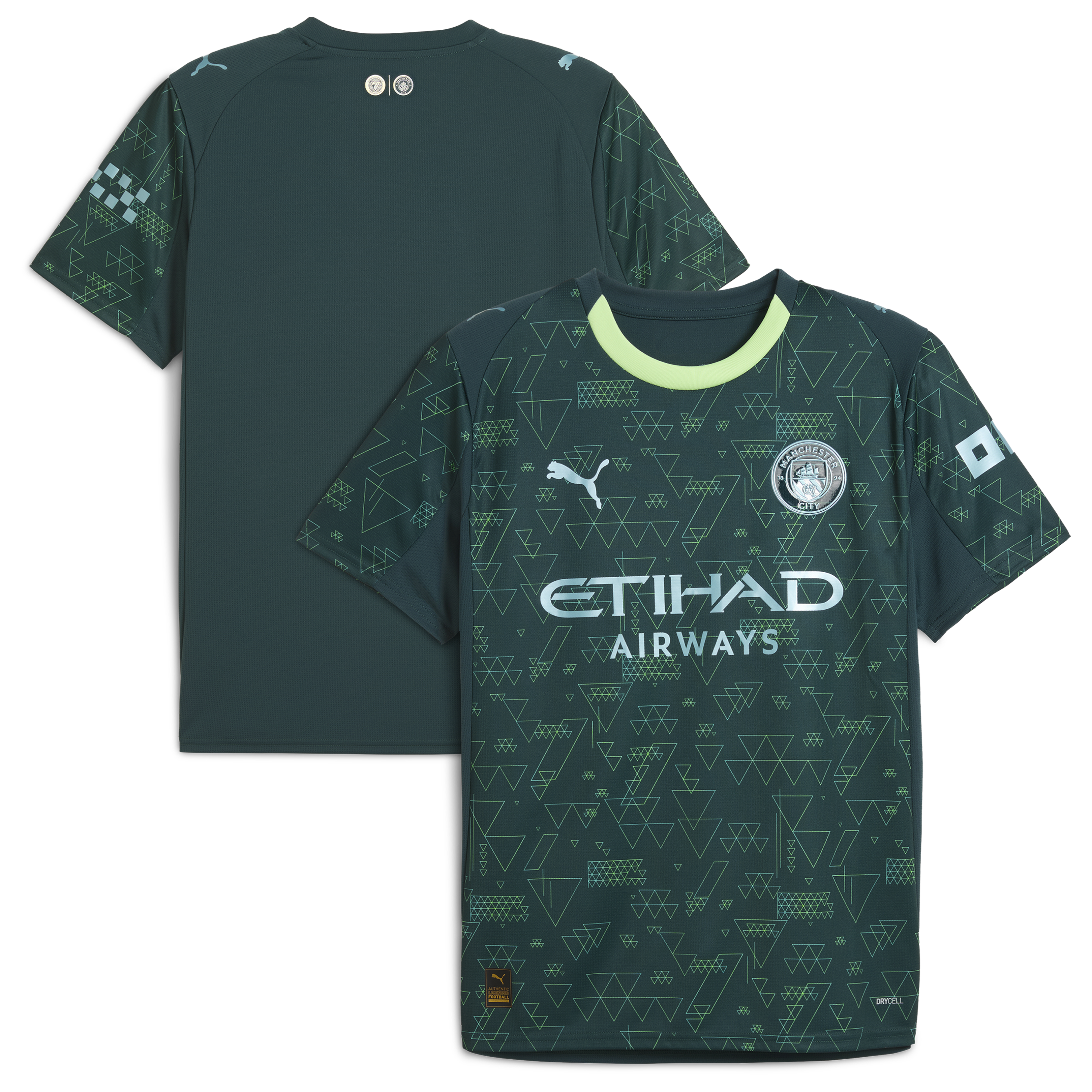 Manchester City Puma 2025/26 Third Replica Jersey - Gray/Neon Green/Light Blue/Black/Green - Image 7