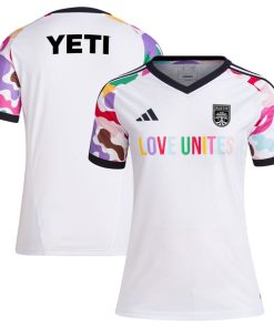 Austin FC adidas Women's 2024 Pride Pre-Match Top - White