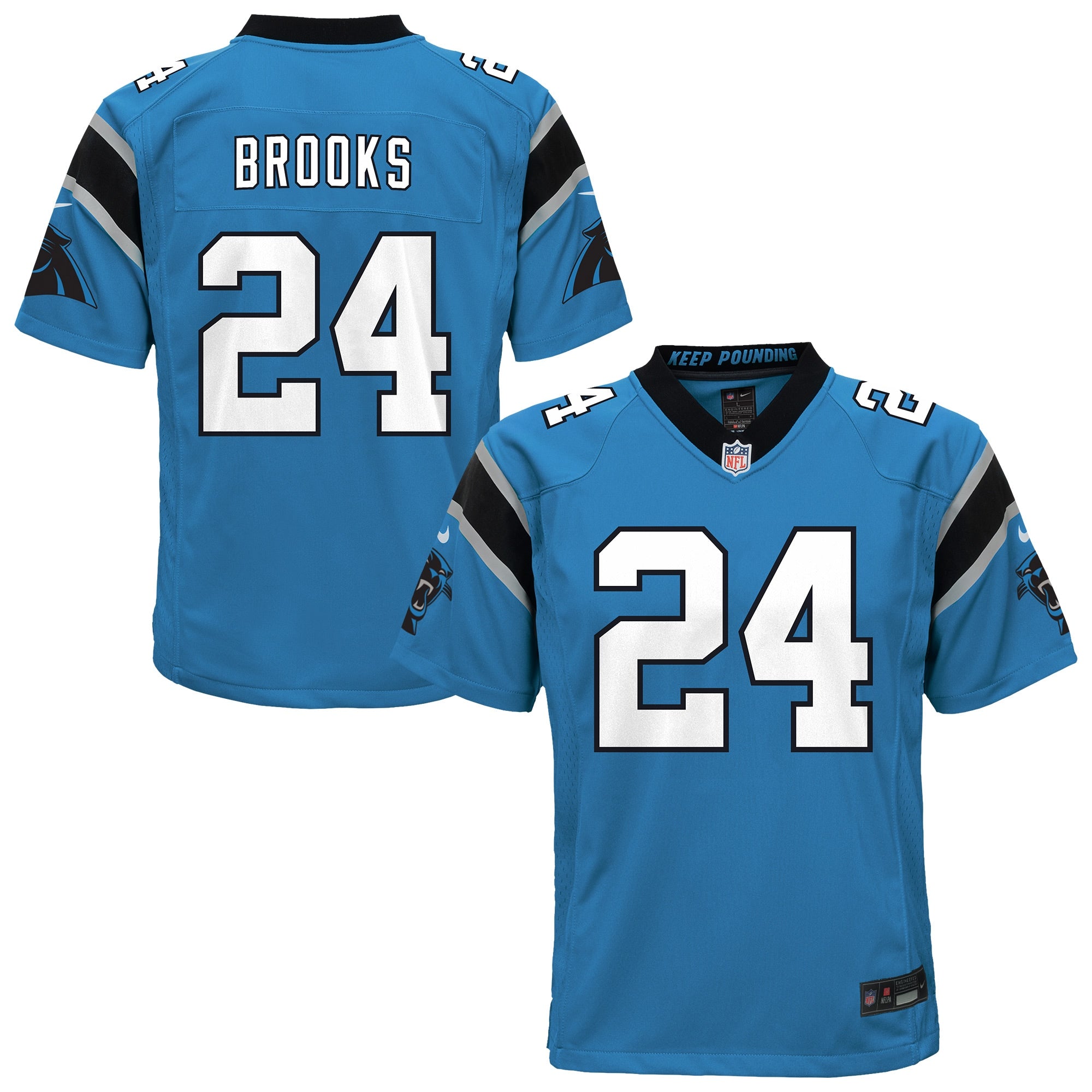 Jonathon Brooks Carolina Panthers Nike Youth Team Game Jersey - Black/Blue - Image 5