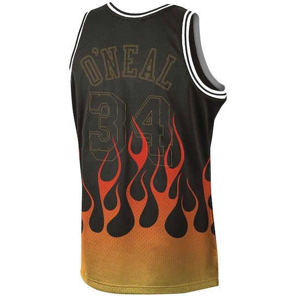 Shaquille O'Neal Los Angeles Lakers 1996-97 Hardwood Classics Flames Swingman Jersey - Black - Image 3
