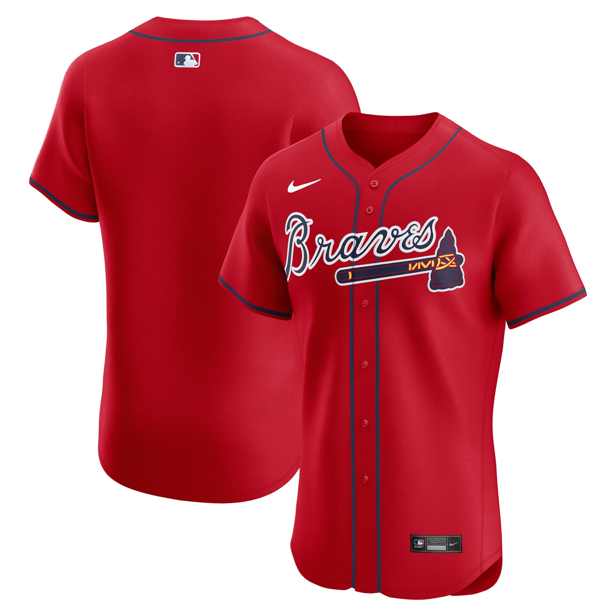 Atlanta Braves Nike Home Elite Jersey - White/Red/Navy - Image 5