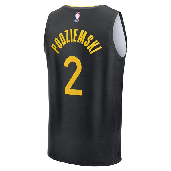Brandin Podziemski Golden State Warriors Fast Break Replica Player Jersey - Statement Edition - Black - Image 3