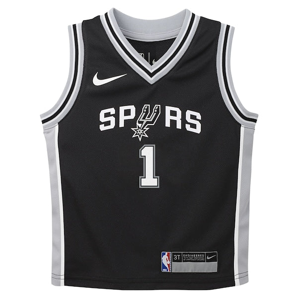 Victor Wembanyama San Antonio Spurs Nike Preschool Swingman Player Jersey - Icon Edition - Black - Image 2