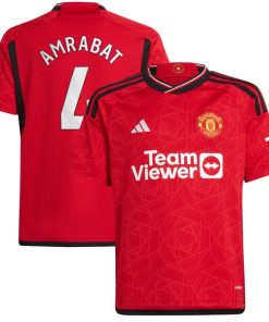 Sofyan Amrabat Manchester United adidas Youth 2023/24 Home Replica Player Jersey?¨C Red