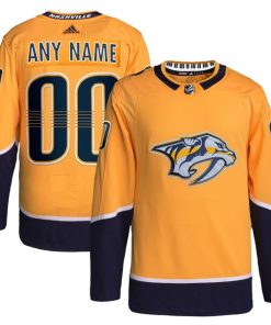 Nashville Predators adidas  Home  Primegreen Authentic Custom Jersey - Gold