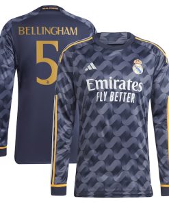 Alternative view of Jude Bellingham Los Merengues adidas 2023/24 Away Long Sleeve Replica Player Jersey - Navy/White