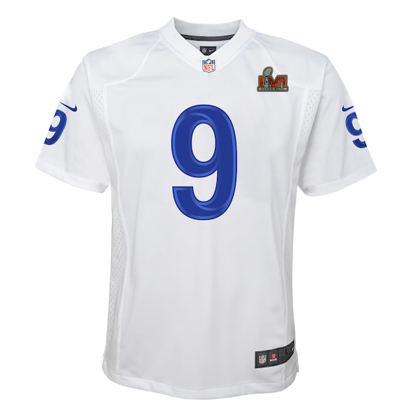 Matthew Stafford Los Angeles Rams Nike Youth Super Bowl LVI Game Patch Jersey - White - Image 2