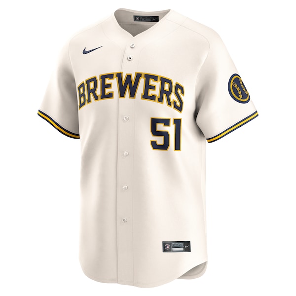 Freddy Peralta Milwaukee Brewers Nike Home Limited Player Jersey - Cream - Image 2