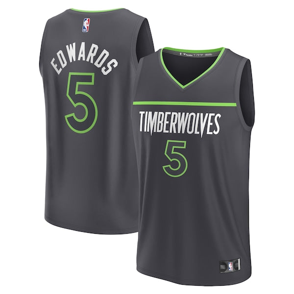 Anthony Edwards Minnesota Timberwolves Youth Fast Break Replica Player Jersey - Statement Edition - Anthracite
